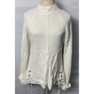 Derek Heart Women Mock Neck Sweater Size L Ivory